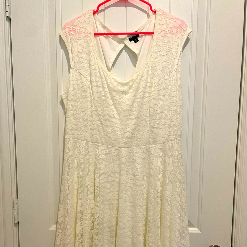 Ivory lace midi length dress. Size 2 from Torrid.